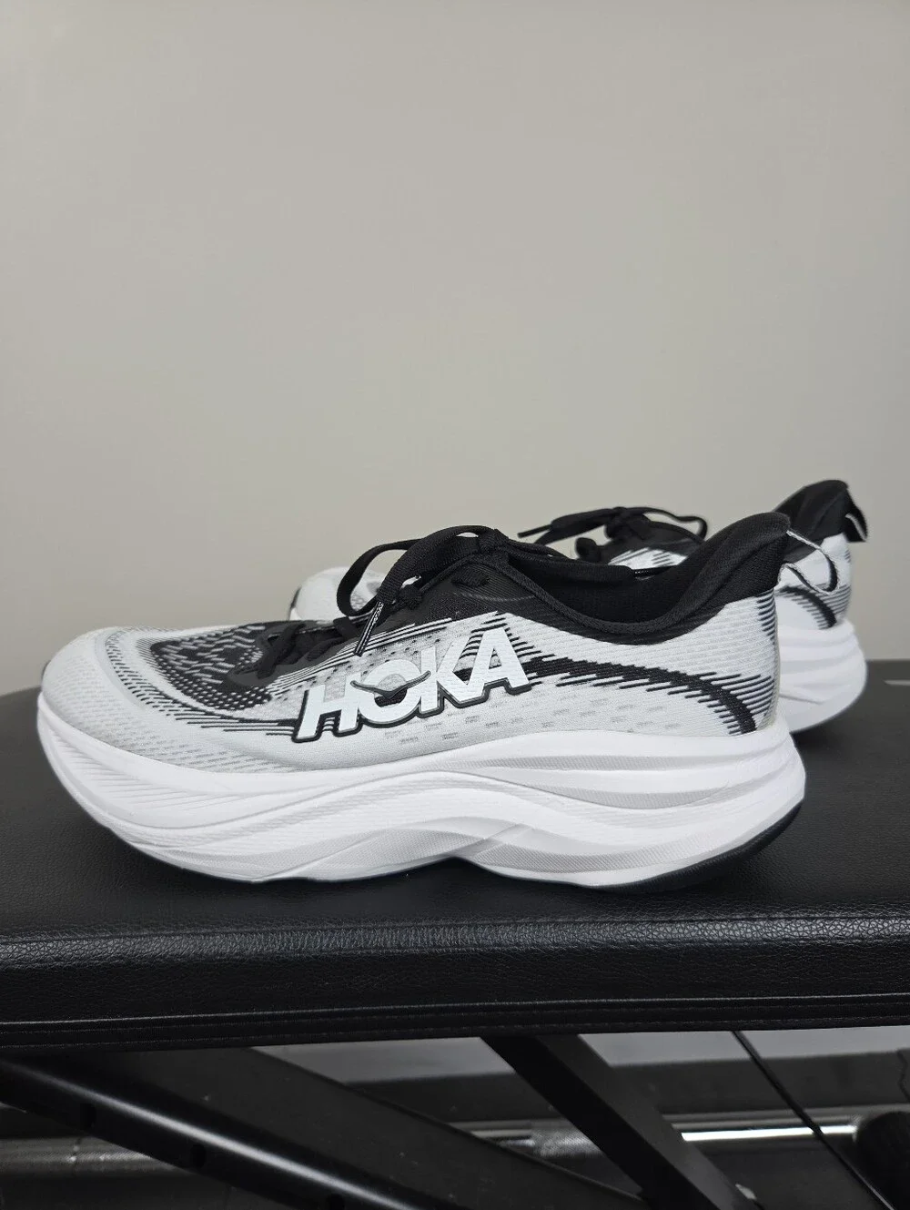 HOKA Skyflow White Black Women’s Running Shoes Size 8.5B Medium Athletic Sneaker